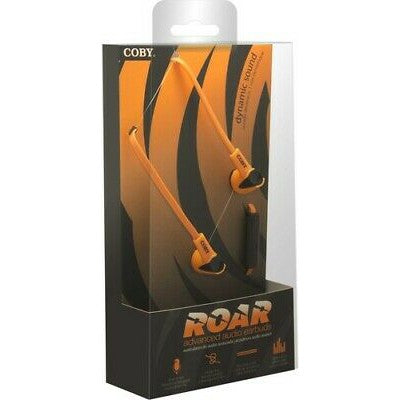 Coby CVE-122-ORG Roar Tangle Free Earbuds W/ Mic